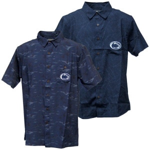 navy and navy heather Hawaiian button down shirts with Penn State Athletic Logos